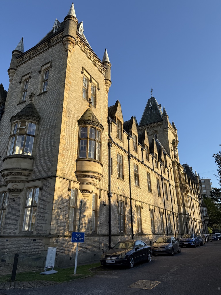 The Royal Victoria Patriotic Building exterior in warm sunlight.
